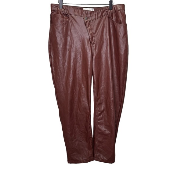Abercrombie & Fitch Crossover Waist Vegan Leather Dad Pants- Size 32 = Size 14 - Picture 4 of 14